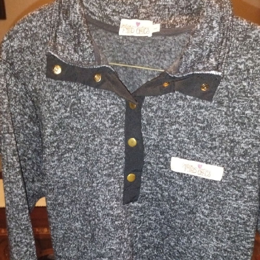 Fried Chics Gray and Black Sweater